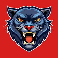 an angry panther with a colorful head vector design with a colorful background 