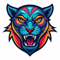 an angry panther with a colorful head vector design with a white background 