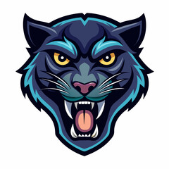 an angry panther with a colorful head vector design with a white background 