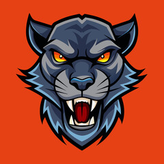an angry panther with a colorful head vector design with a colorful background 