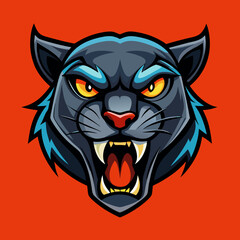 Obraz premium an angry panther with a colorful head vector design with a colorful background 