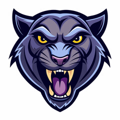 an angry panther with a colorful head vector design with a white background 