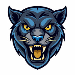 an angry panther with a colorful head vector design with a white background 