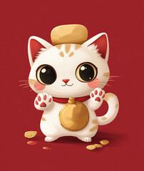 Naklejka premium a poster for a cat called a chinese character with a gold top hat.