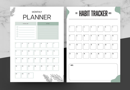 Green and White Planner