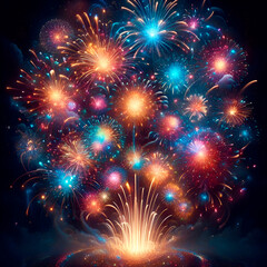 Fototapeta premium fireworks are seen in the sky over a city.