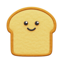 Cute Bread 3D Illustration Isolated Transparent Background