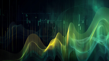 Naklejka premium Abstract 3D financial graph with glowing lines representing market trends and data analytics