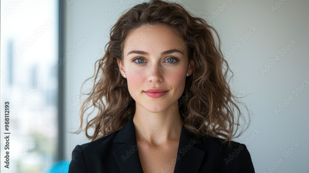 Wall mural Confident business woman with curly hair