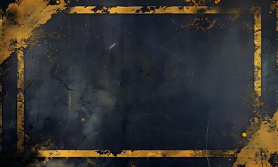 Video of a textured black background showcases a grunge gold frame transition, subtly enhanced by soft smoke for added drama - Powered by Adobe