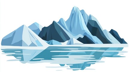 Serene Minimalist Vector Glacial Landscape on White Background - Elegant Illustration of Glacier's Scenic Beauty and Natural Features