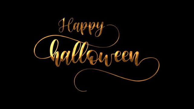 Happy Halloween Text Animation on Gold Color. Great for Happy Halloween Celebrations, for banner, social media feed wallpaper stories.