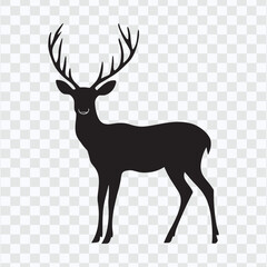 Majestic Black Deer Silhouette Illustration - Simple Vector Graphic in Flat Colour