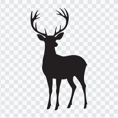 Majestic Black Deer Silhouette Illustration - Simple Vector Graphic in Flat Colour