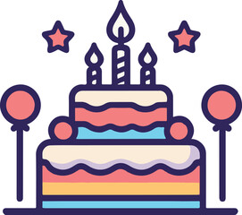 Birthday Cake Silhouette, Silhouette Birthday cake eps