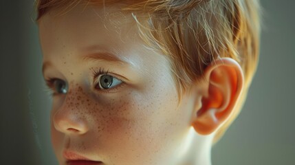 Portrait of a Young Boy with Red Hair and Freckles