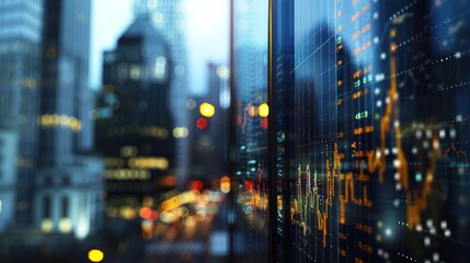 Naklejka premium Financial Data Display in a Cityscape