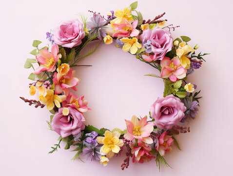 Making a Festive flower wreath, circlet of flowers, festival coronet of flowers.