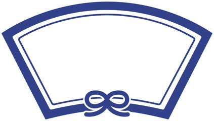 扇形フレーム　リボン　青