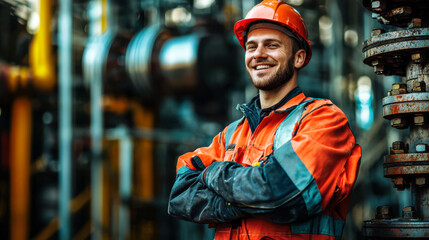 Smiling worker in safety gear at facility