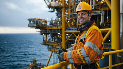 Worker on an offshore oil platform.