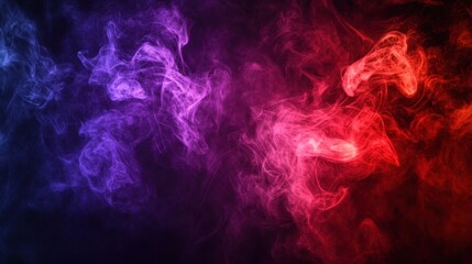 Obraz premium Abstract Purple and Red Smoke Swirls on Black Background - Creative Design Element.