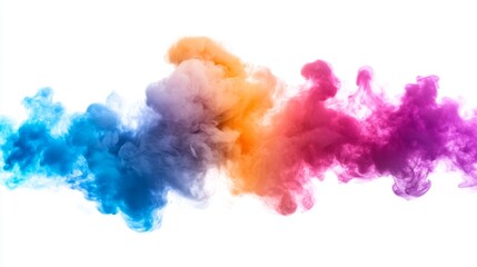 vibrant plume of oil-based colorful smoke on white background