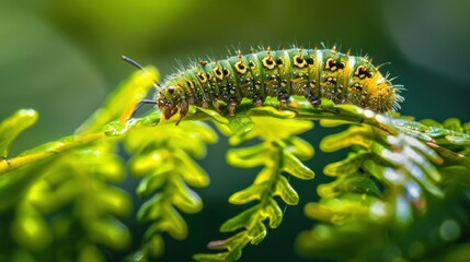Green Caterpillar on a Leaf