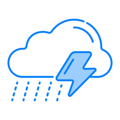 Storm icon. storm, cloud, bolt, rain, weather, thunder, thunderstorm, thunderbolt, climate, disaster. Vector icon illustration