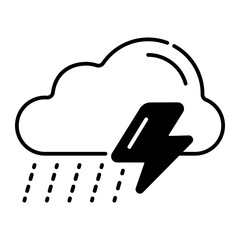 Storm icon. storm, cloud, bolt, rain, weather, thunder, thunderstorm, thunderbolt, climate, disaster. Vector icon illustration