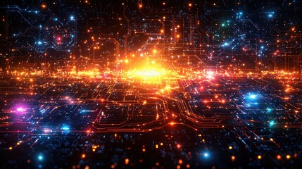 Obraz premium Abstract Technology Background with Glowing Circuit Board Pattern