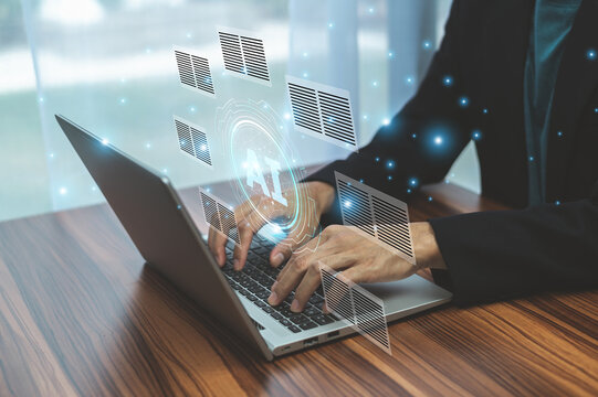 Businessmen rely on AI technology to automate document classification and categorization improving organization and reducing time spent on manual sorting