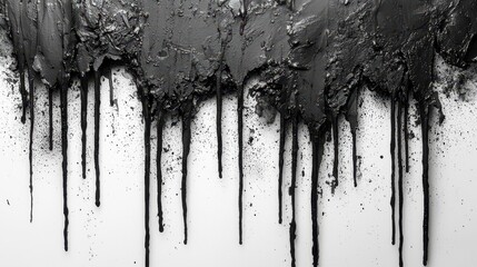 Black Paint Dripping on White Background   Abstract Texture