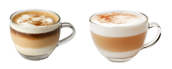 cappuccino with cream and chocolate with transparent background, PNG file