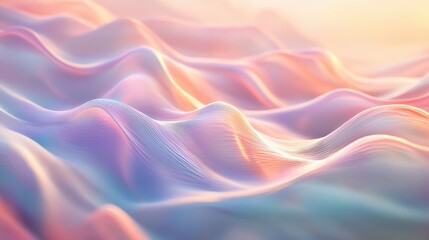Obraz premium Abstract Pastel Wavy Lines Background - Soft, Dreamy, 3D Rendered