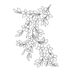 hand drawn illustration of a branch of a tree Art and embroidery pattern