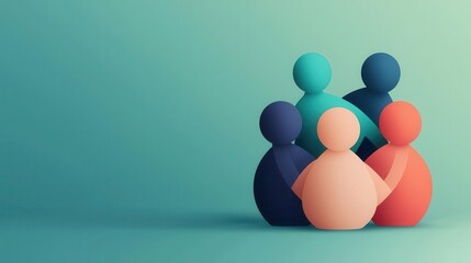 Abstract figures connecting through a central node, strong bonds, flat design illustration