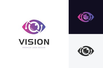 Eye tech security logo icon design with optical vision graphic concept for technology system logo idea vector illustration