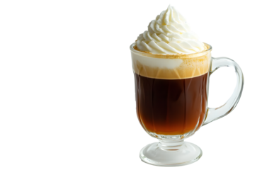 glass of cappuccino with cream with transparent background, PNG file