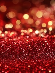 Red Glitter Background with Bokeh Lights, perfect for festive, glamorous, and romantic designs, symbolizing celebration, luxury, and sparkle.