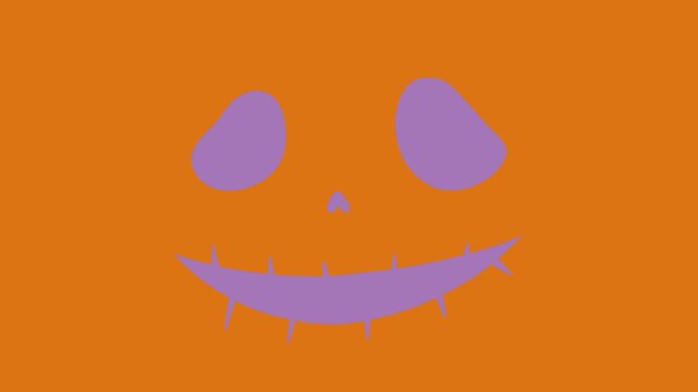Smiling halloween pumpkin face. Glowing pumpkin. Halloween Footage. Animated Halloween