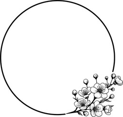 floral sakura frame, with space for text, invitation card, wedding card