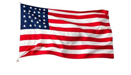 Obraz premium 3d rendering of American flag waving in the wind isolated on transparent background.