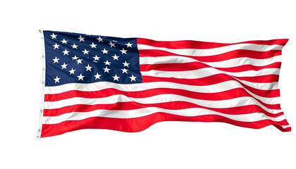 Fototapeta premium 3d rendering of American flag waving in the wind isolated on transparent background.