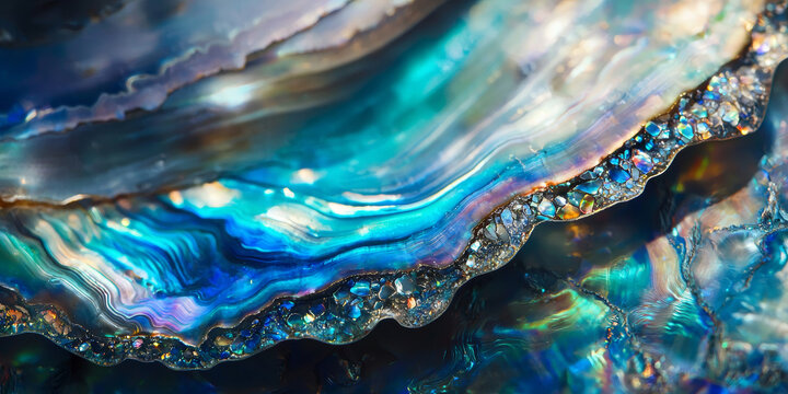 Close up of an abalone shell texture, generative AI