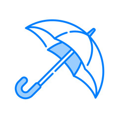 Umbrella icon. umbrella, protection, rain, parasol, rainy, weather, season, outdoor, autumn, sunny. Vector icon illustration
