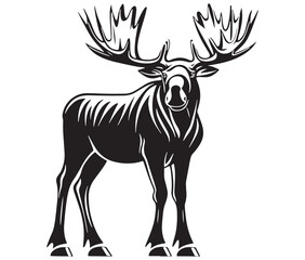 Moose silhouette, Moose illustration vector, American moose