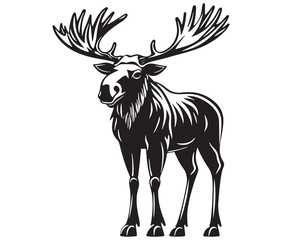 Moose silhouette, Moose illustration vector, American moose