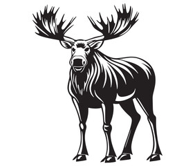 Moose silhouette, Moose illustration vector, American moose
