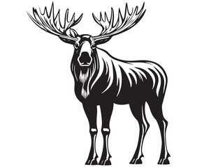 Moose silhouette, Moose illustration vector, American moose